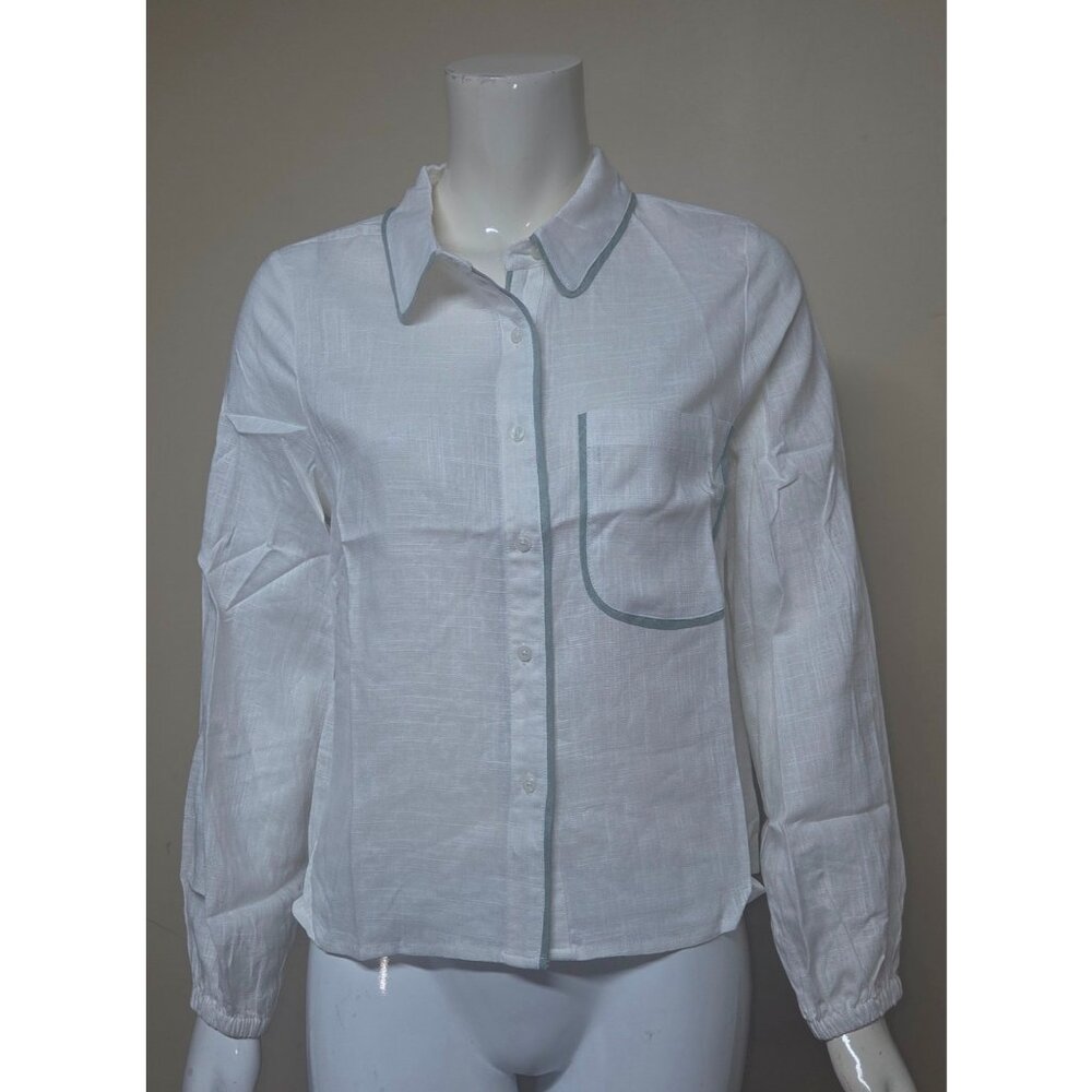 Anthropologie Sunday In Brooklyn Relaxed Lightweight Button Down Small Linen NEW